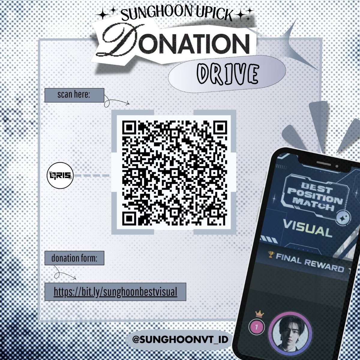 Sunghoonvt_id's tweet image. 📣 OPEN DONASI UPICK
Engenes, kami membuka donasi untuk Voting Sunghoon di UPICK Best Position Match - Visual.
Form : bit.ly/sunghoonbestvi…
Transparansi : bit.ly/bestvisualresp…
Nominal berapapun sangat berarti❤️
#엔하이픈_성훈 #성훈 #SUNGHOON
@ENHYPEN_members
@ENHYPEN