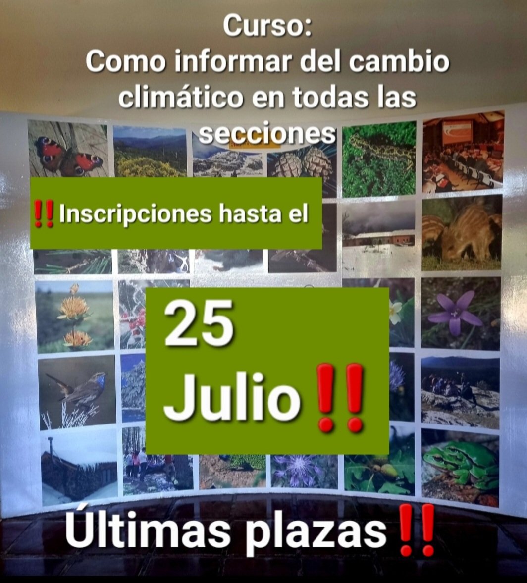 APIA (@apia_es) on Twitter photo Últimas plazas‼️
Cómo informar de #CambioClimático en todas las secciones
#Ceneam <a href="/mitecogob/">Transición Ecológica y Reto Demográfico</a> #comunicacionambiental
📆29 y 30 de septiembre
<a href="/mariagfuente/">María García Fuente</a> <a href="/drotorrent/">Dani Rodrigo.</a> <a href="/ecienciacom/">Alex Fernández Muerza</a> <a href="/monteromonti/">José María Montero S</a>
<a href="/CurioNatural/">CuriosidadNatural</a> <a href="/EduRobayna/">Eduardo Robaina</a>
<a href="/evaou22/">Eva Rodriguez Nieto</a> <a href="/IreneBanosR/">Irene Baños Ruiz</a>
Inscríbete👇
miteco.gob.es/es/ceneam/form… Últimas plazas‼️
Cómo informar de #CambioClimático en todas las secciones
#Ceneam <a href="/mitecogob/">Transición Ecológica y Reto Demográfico</a> #comunicacionambiental
📆29 y 30 de septiembre
<a href="/mariagfuente/">María García Fuente</a> <a href="/drotorrent/">Dani Rodrigo.</a> <a href="/ecienciacom/">Alex Fernández Muerza</a> <a href="/monteromonti/">José María Montero S</a>
<a href="/CurioNatural/">CuriosidadNatural</a> <a href="/EduRobayna/">Eduardo Robaina</a>
<a href="/evaou22/">Eva Rodriguez Nieto</a> <a href="/IreneBanosR/">Irene Baños Ruiz</a>
Inscríbete👇
miteco.gob.es/es/ceneam/form…
