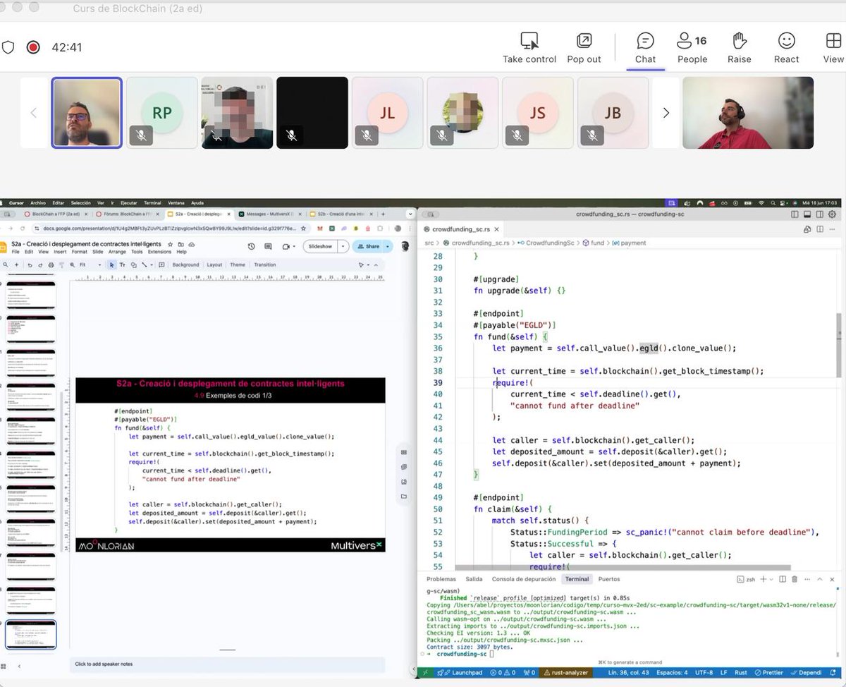 moonlorian's tweet image. Èxit del curs #BlockChainxFP | Formació en @MultiversX  per a docents d&apos;FP en Informàtica! 🚀

Centrat en RWA, amb CLI en lloc de React i VM VirtualBox preinstal·lada amb Cursor MCP. Més assistència i entusiasme!

👉Setmanalment publicarem els projectes presentats.