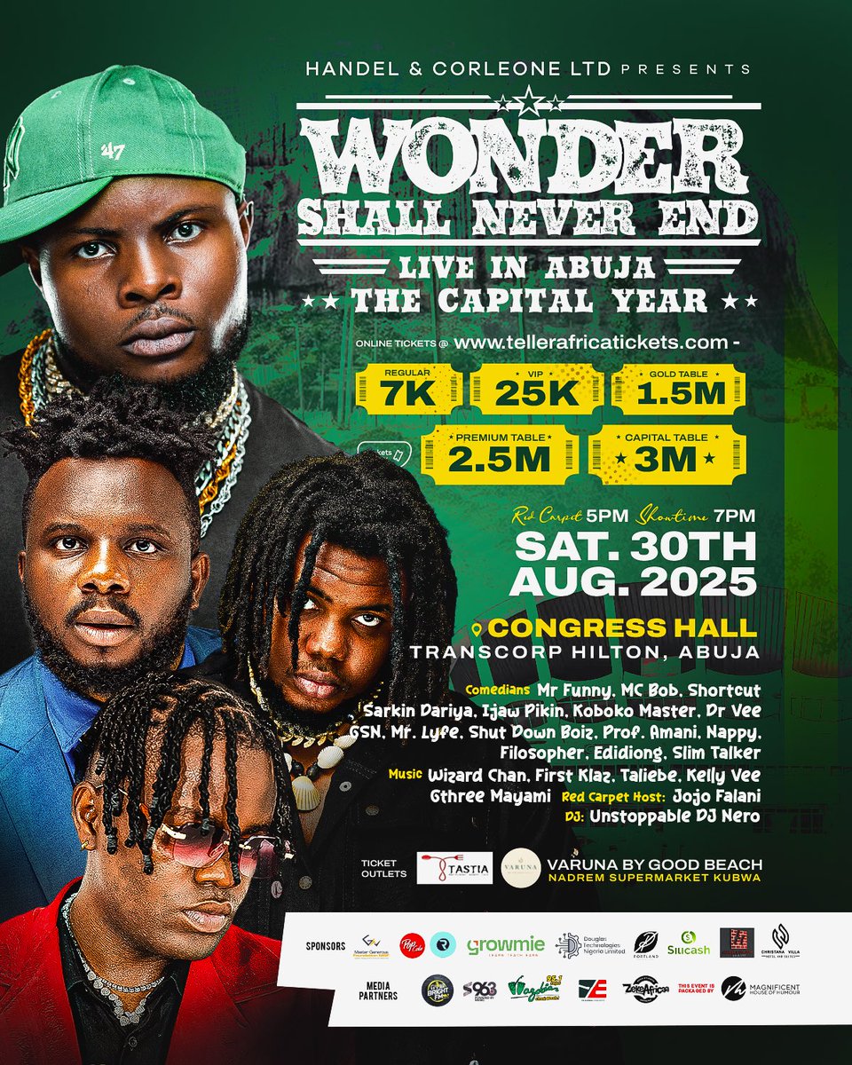 WonderDtalk_'s tweet image. ABUJA I AM READY ARE YOU
::
::
Online ticket tellerafricatickets.com/product/wonder…