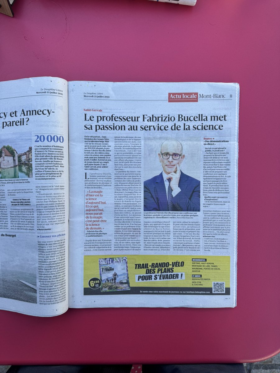 FabrizioBucella's tweet image. La grandissime conférence c’est demain (jeudi), avec signature du livre en prime cadeau.

Même le Dauphiné libéré en parle. Le journal que je lis tous les jours à St-Ger.

Mille milliards de mercis à Florence Duc pour le magnifique article.

Salukes

➡️ « Comment gagner à pile ou…
