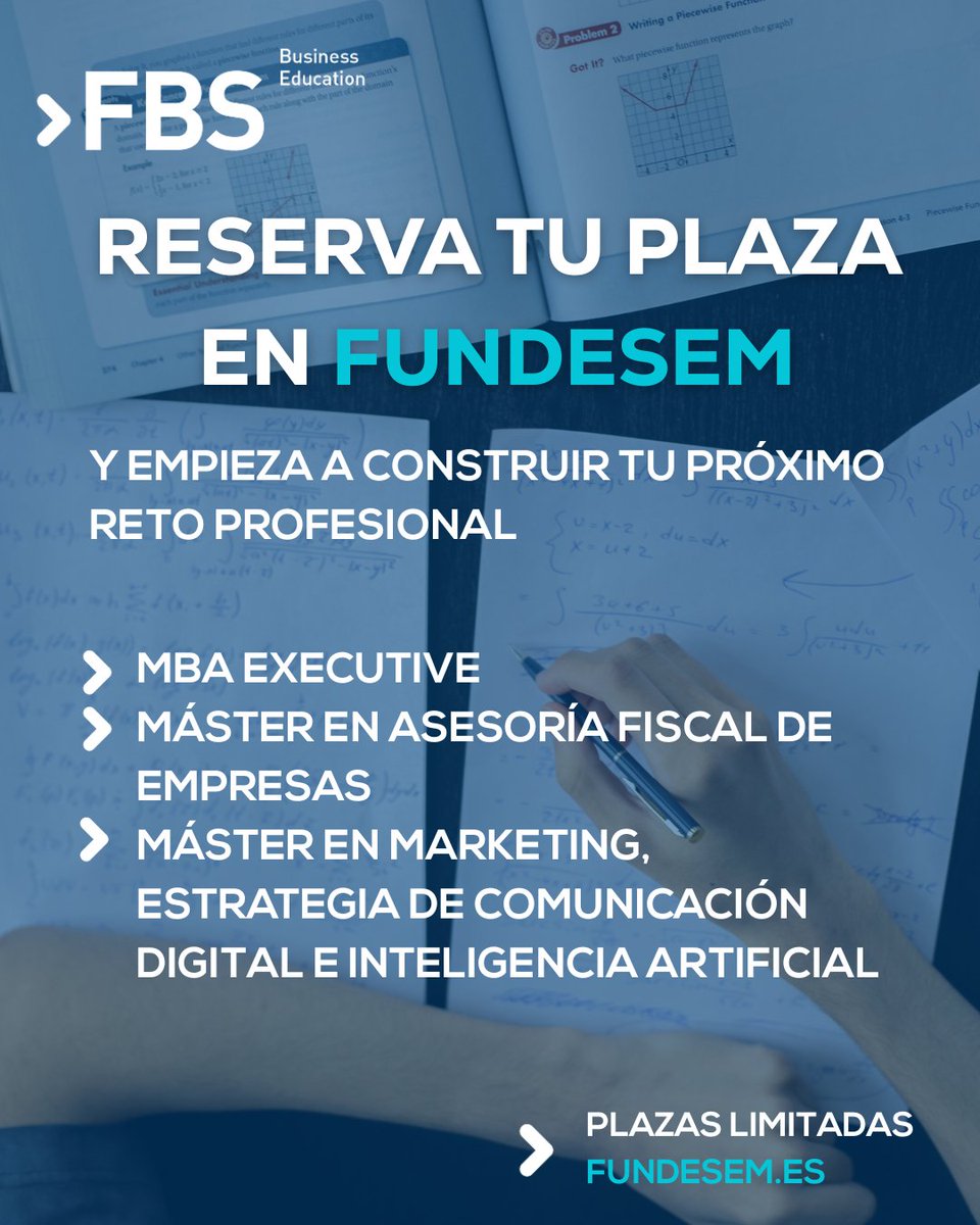 🎓 ¿Estás pensando en estudiar un máster el próximo curso?

👉 ¡Este es el momento perfecto para dar el paso!

📢 Reserva tu plaza para el curso 2025/26 en cualquiera de nuestras titulaciones presenciales.

🔗 Infórmate en fundesem.es

 #Formación #FBS