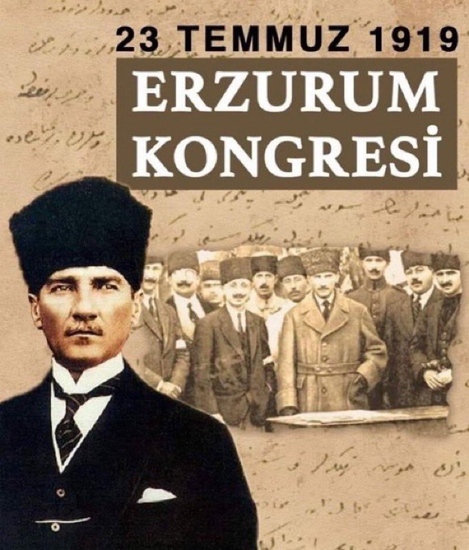 Ulusal Savaşım'ın ilk kongresidir
Erzurum Kongresi 
Milattır 23 Temmuz 1919 
◽Vatan bir bütündür bölünemez
◽Millet, yabancı işgal ve müdahalesine karşı topyekün kendisini savunacaktır
◽Milli gücü kullanmak,MİLLİ İRADEYİ hakim kılmak esastır.
◽Manda ve himaye kabul olunamaz.