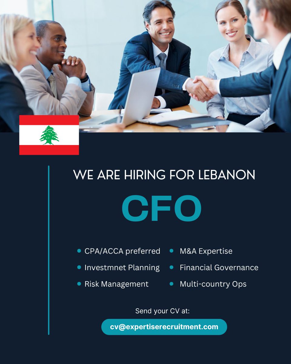 ExpertiseRec's tweet photo. We are hiring a 𝗖𝗙𝗢 for a leading group in 𝗟𝗲𝗯𝗮𝗻𝗼𝗻. More details below 👇🏻

https://t.co/bj8Bv2G6js

#CFO #ChiefFinancialOfficer #CFOJob #ExecutiveSearch #Lebanon #JobsInLebanon #ExecutiveJobs #CLevelJobs https://t.co/O8mW4vwoXi