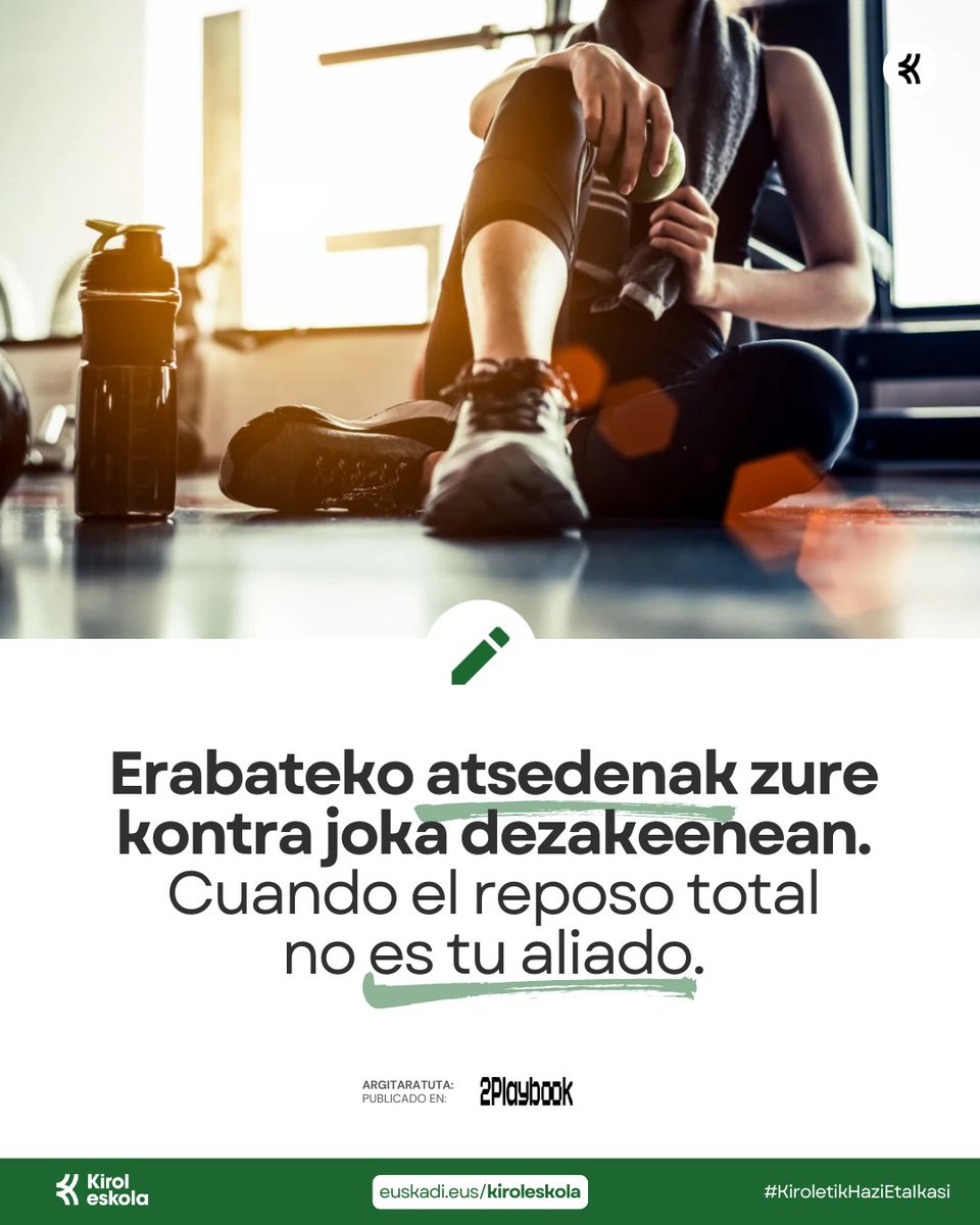 🤓 ❌ Cuando el reposo total no es tu aliado 👉 Publicación de <a href="/2Playbook/">2Playbook</a> en la que analizan como pasar de practicar deporte de manera continua a un parón abrupto, incluso a pesar de una lesión, puede tener efectos contraproducentes <a href="/mugimenteuskadi/">Mugiment</a>  🔗 labur.eus/iqqs37h4