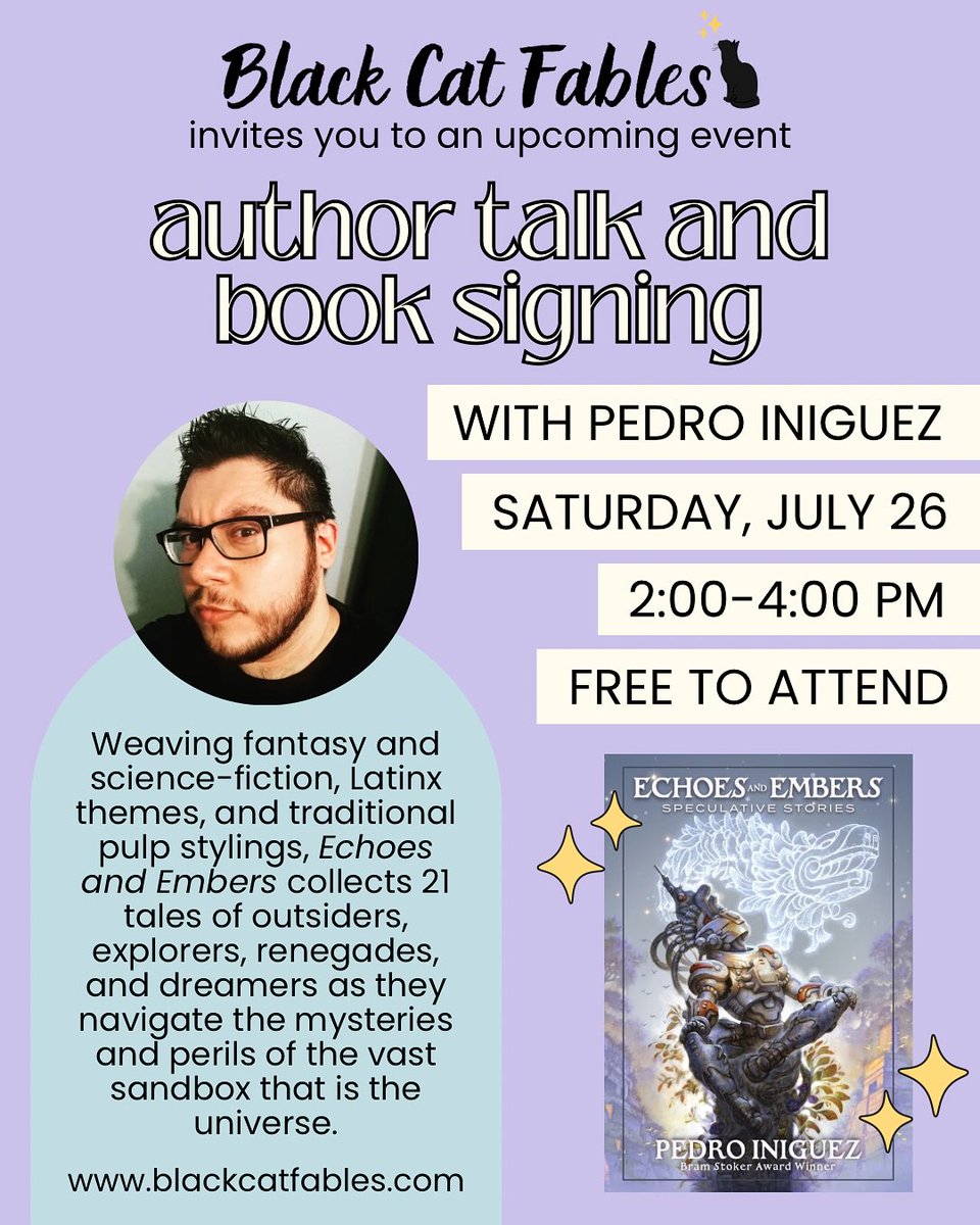 Pedro__Iniguez's tweet image. SoCal folks! Reminder that I have a signing at Black Cat Fables in Monrovia for my latest collection ECHOES AND EMBERS on Saturday!
415 S. Myrtle Avenue, Unit B
Monrovia, California 91016