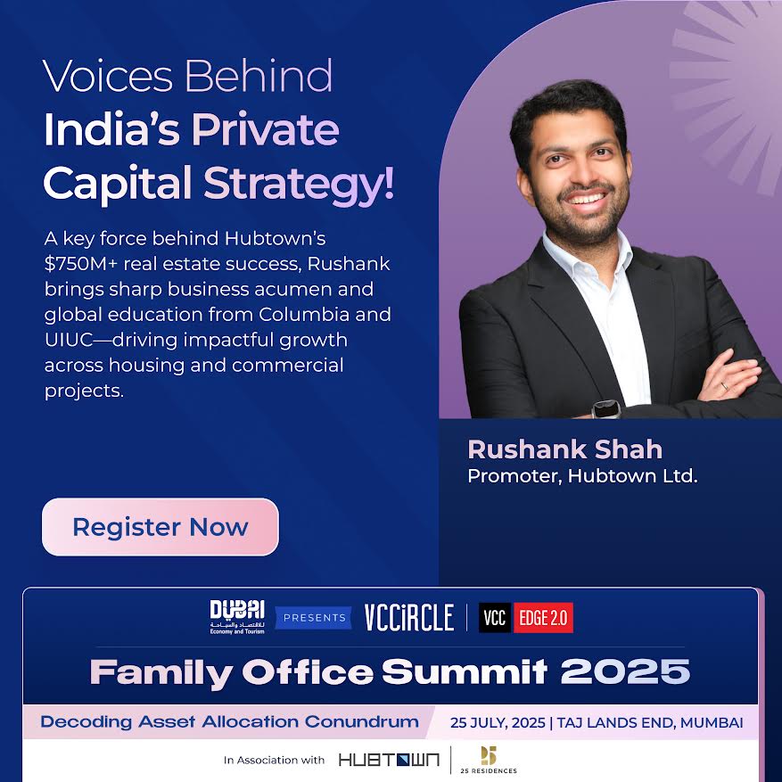 vccircle's tweet image. #SpeakerSpotlight | #VCFamilyOfficeSummit25
Driving real estate growth with a global perspective—Rushank Shah, Promoter at Hubtown Limited | 25 Residences, brings the perfect blend of international insight and domestic execution to India’s property market.
With deep exposure…