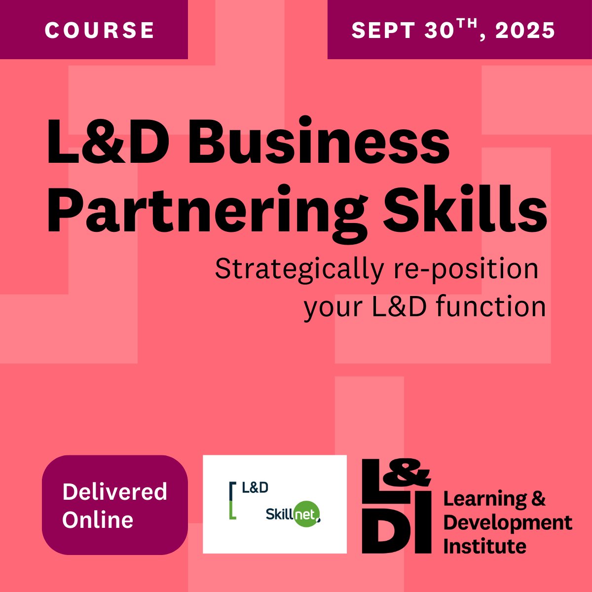 LandDInstitute's tweet image. Become a Strategic L&D Business Partner >>>
Elevate your L&D function to #businesspartner by driving L&D initiatives.
👉 Build relationships
👉 Solve problems
👉 Be an effective partner
Programme begins Sept 30th: hubs.li/Q03sSW8b0
#learning #development