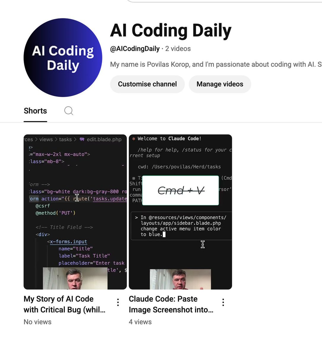 PovilasKorop's tweet image. I'm starting a NEW YouTube channel!
Introducing "AI Coding Daily"
youtube.com/@AICodingDaily
Two first SHORT videos.
1. Claude Code: Paste Image Screenshot into Prompt youtube.com/shorts/I6zy4HY…
2. My Story of AI Code with Critical Bug (while Tests Pass)
youtube.com/shorts/4WJj7GF……