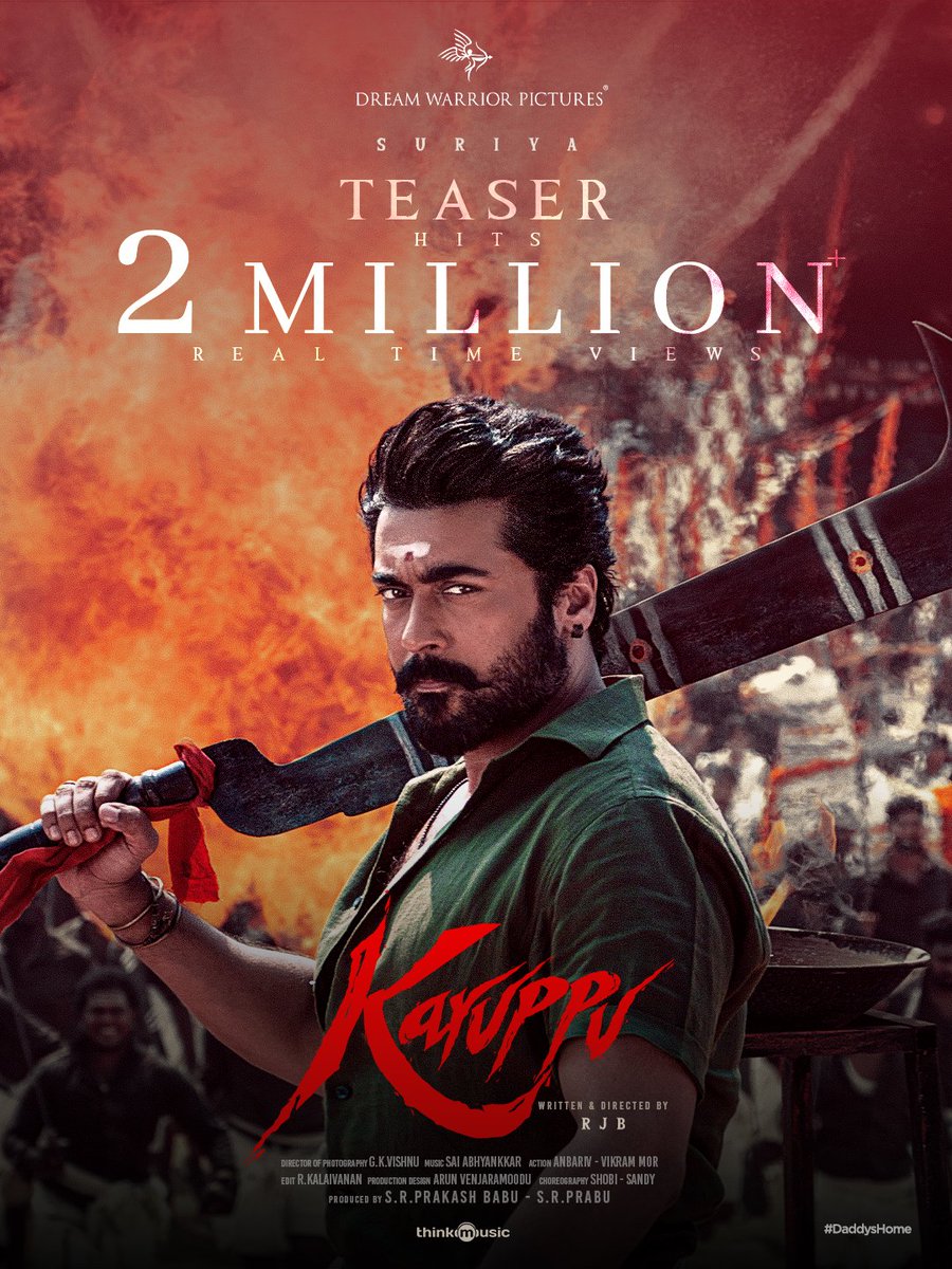 Think Music (@thinkmusicindia) on Twitter photo 2 Million caught in that stare👀💥. World knows now — Sadaarunu urummum vengai idhu #Karuppu <a href="/Suriya_offl/">Suriya Sivakumar</a> 🐯🔥
Watch now: bit.ly/Karuppu_Teaser
A Feast by Team #RJB 👓
<a href="/RJ_Balaji/">RJB</a> <a href="/SaiAbhyankkar/">abhyankkar</a> <a href="/trishtrashers/">Trish</a> #Indrans <a href="/natty_nataraj/">N.Nataraja Subramani</a> #Swasika <a href="/SshivadaOffcl/">Sshivada</a> #SupreethReddy 2 Million caught in that stare👀💥. World knows now — Sadaarunu urummum vengai idhu #Karuppu <a href="/Suriya_offl/">Suriya Sivakumar</a> 🐯🔥
Watch now: bit.ly/Karuppu_Teaser
A Feast by Team #RJB 👓
<a href="/RJ_Balaji/">RJB</a> <a href="/SaiAbhyankkar/">abhyankkar</a> <a href="/trishtrashers/">Trish</a> #Indrans <a href="/natty_nataraj/">N.Nataraja Subramani</a> #Swasika <a href="/SshivadaOffcl/">Sshivada</a> #SupreethReddy