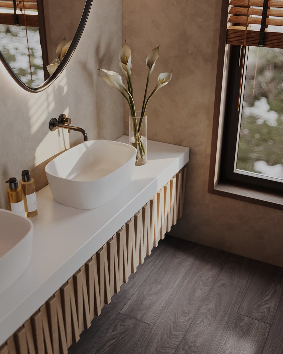 Rbrohant_US's tweet photo. Smooth plaster vs. rough stones vs. grainy wood
โ Makes monochrome FEEL expensive.
Walking barefoot on warm pebbles > expensive bath salts. Fight me. ๐
๐ DOUBLE TAP if youโd trade your subway tiles for this!
#spabathroom #organicmodern
#blackfixtures #texturemixing https://t.co/KmWILSccHs