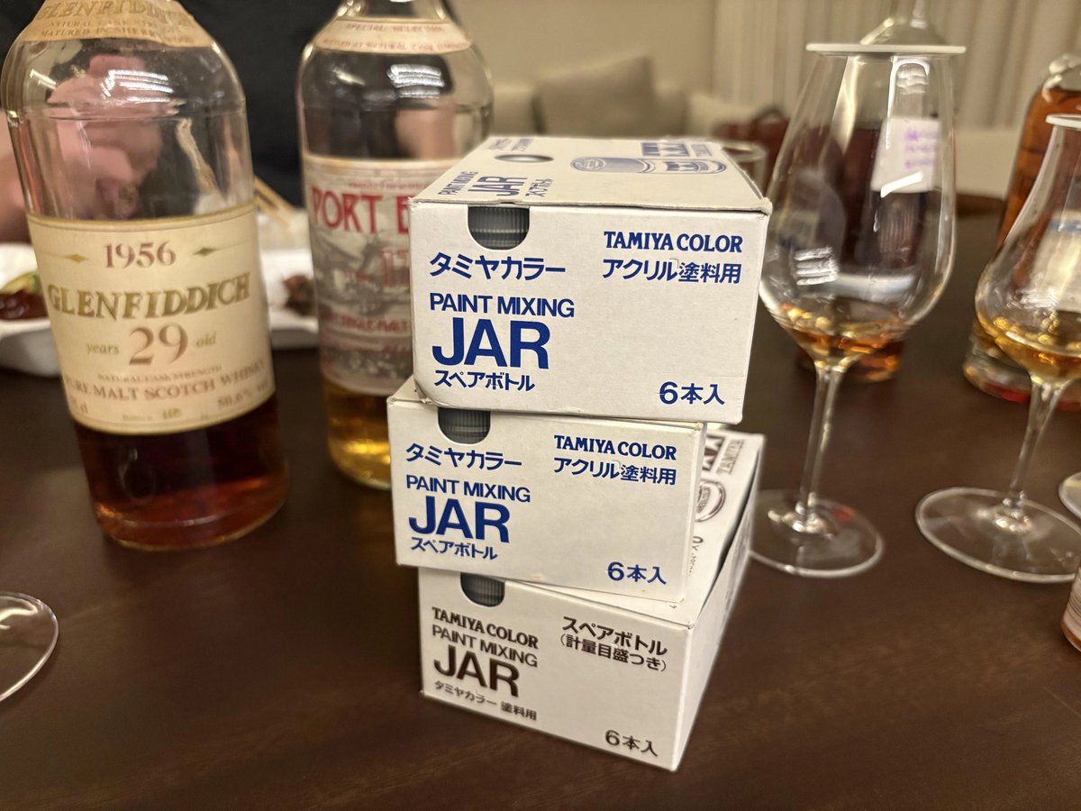 fun fact: tamiya's paint-mixing bottles are widely used in the whisky world to hold samples since they're the perfect size and have a fantastic air-tight seal.