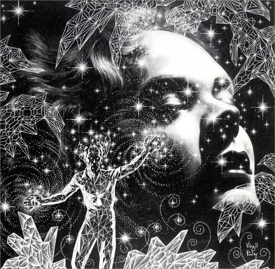 michaelscaines's tweet image. The sinister visage of HP Lovecraft/the pulp illustrations of Virgil Finlay, born July 23 1914