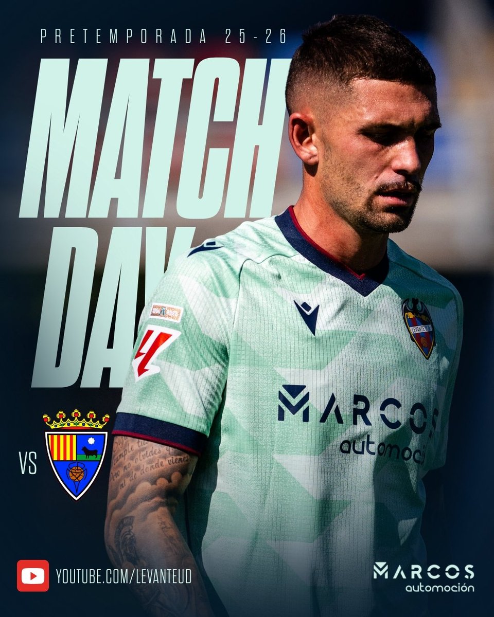 Levante UD (@levanteud) on Twitter photo MATCHDAY
📅 Miércoles 23 de julio
🕣 20:00 horas
🆚️ <a href="/TeruelCd/">Club Deportivo Teruel</a>
🏟 Estadio Pinilla
💻 youtube.com/live/TbsZ0DakO… MATCHDAY
📅 Miércoles 23 de julio
🕣 20:00 horas
🆚️ <a href="/TeruelCd/">Club Deportivo Teruel</a>
🏟 Estadio Pinilla
💻 youtube.com/live/TbsZ0DakO…