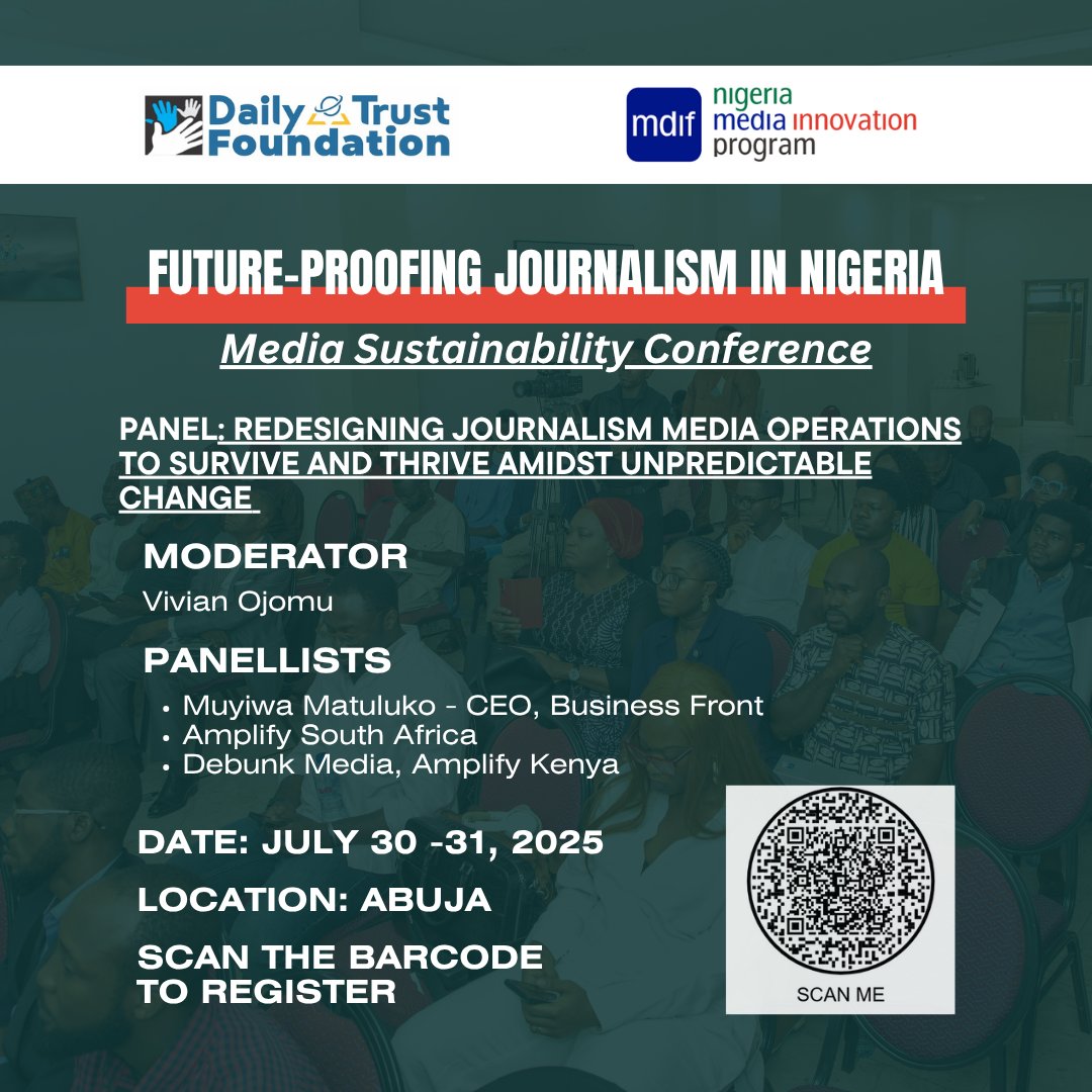 NAMIP_MDIF's tweet photo. Registration for the Media Sustainability Conference by @mdiforg x @Daily_TrustF ends in 2 days. Register today for an opportunity to meet media funders, founders, editors, journalists, researchers, and other professionals.

You also get an opportunity to speak at the event. https://t.co/BULb2PdXNe