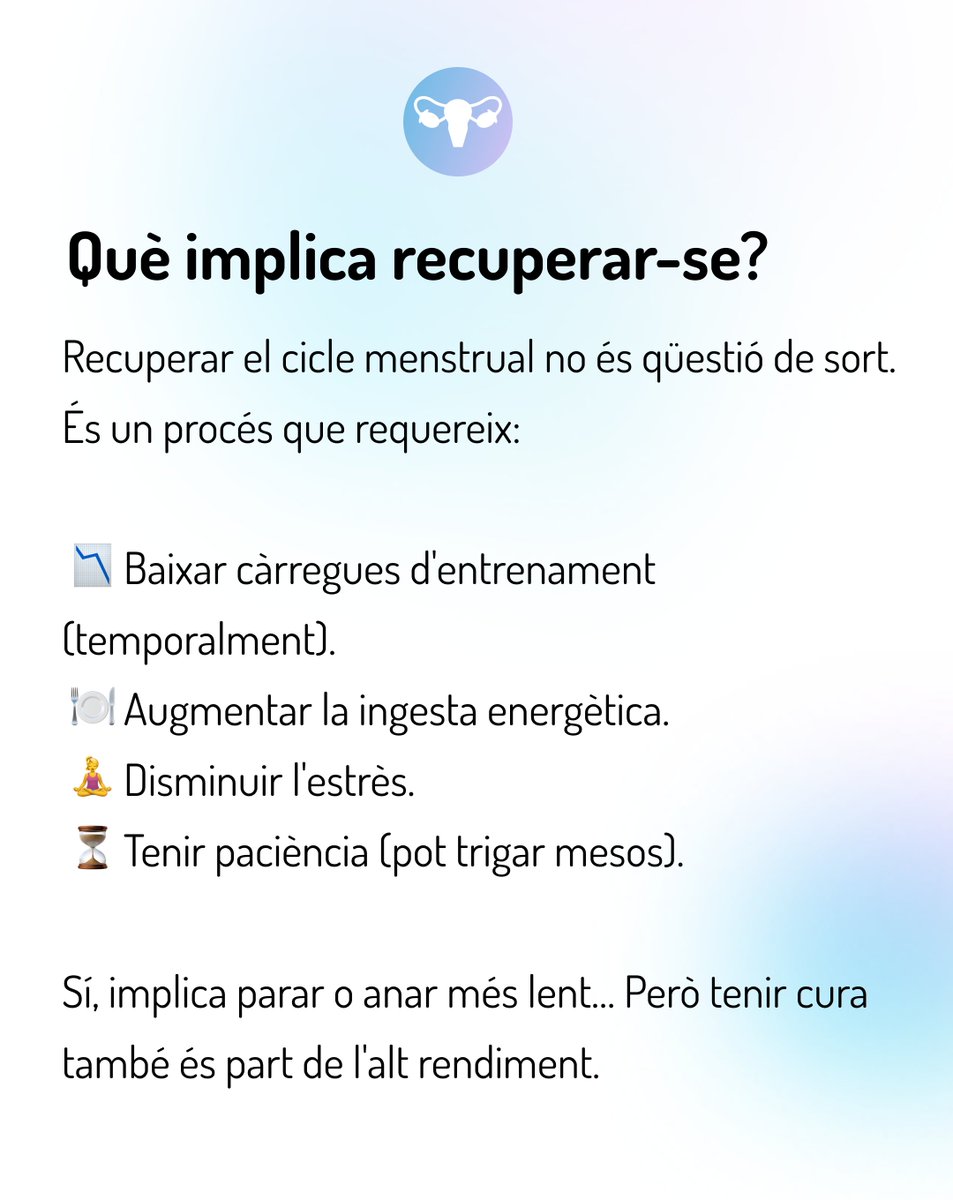 🩸 “M'ha costat gairebé un any recuperar la regla”
Una frase que moltes esportistes podrien dir… encara que poques s'atreveixen a explicar.

Avui volem recordar una cosa simple, però urgent:

📲 Comparteix aquest post i contacta amb nosaltres si tens qualsevol consulta.
