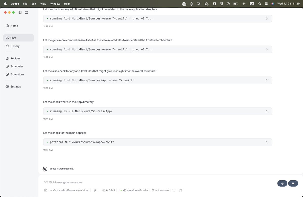 Running <a href="/Alibaba_Qwen/">Qwen</a> coder with block.github.io/goose/ feels good <a href="/jack/">jack</a>