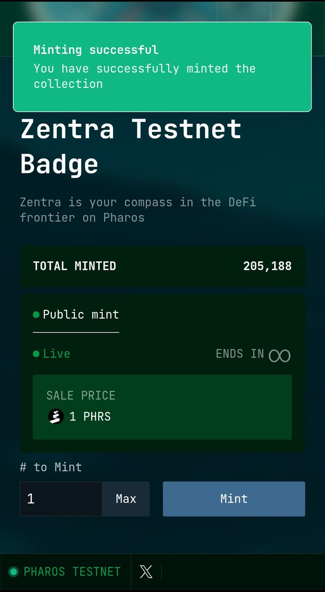 Cryptokitexyz's tweet image. 🚢 @pharos_network NFT Badges are live! Are you minting yet? 👀
Mint Fee: 1 PHAROS

🎖️ Pharos Testnet Badge ✅
🔄 FaroSwap Testnet Badge ✅
🧭 Zentra Testnet Badge ✅

Set sail with Grandline &amp;amp; collect all 3! 🌊🔥
#Pharos #Grandline #Testnet #NFT #RWAFi