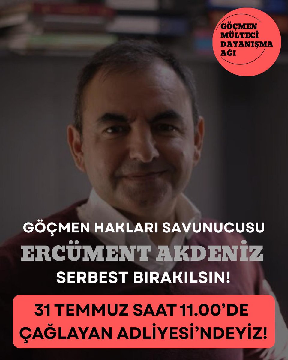 Yoldaşımız Ercüment Akdeniz'in duruşması için tüm hak savunucularını dayanışmaya bekliyoruz.
#ErcümentAkdenizSerbestBırakılsın
