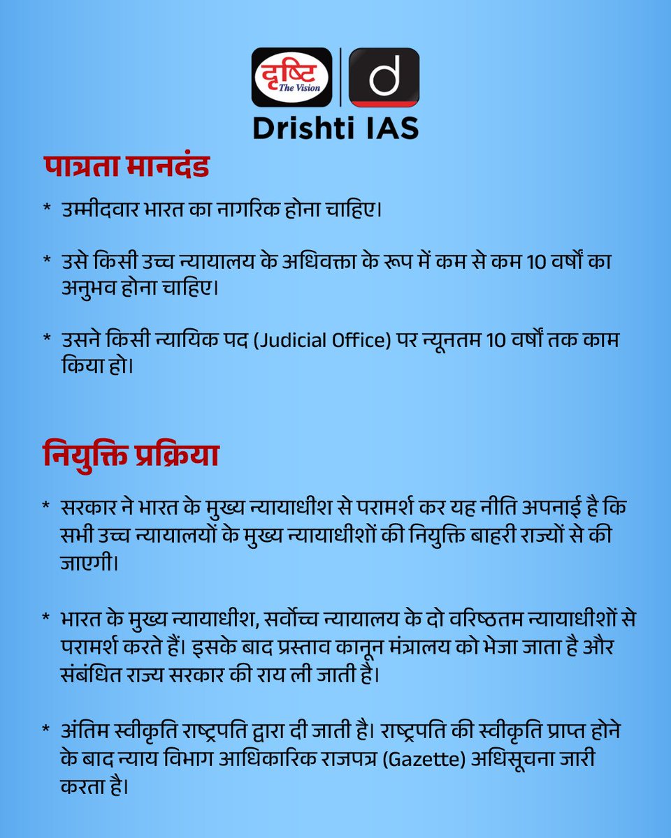 drishtiias's tweet photo. जानिए उच्च न्यायालय के न्यायाधीश कैसे नियुक्त होते हैं?
.
#HighCourtJudges #JudicialAppointments #IndianJudiciary #ConstitutionOfIndia #Article217 #JudiciaryExplained #DrishtiStaticBytes https://t.co/RB9vLVZW1R