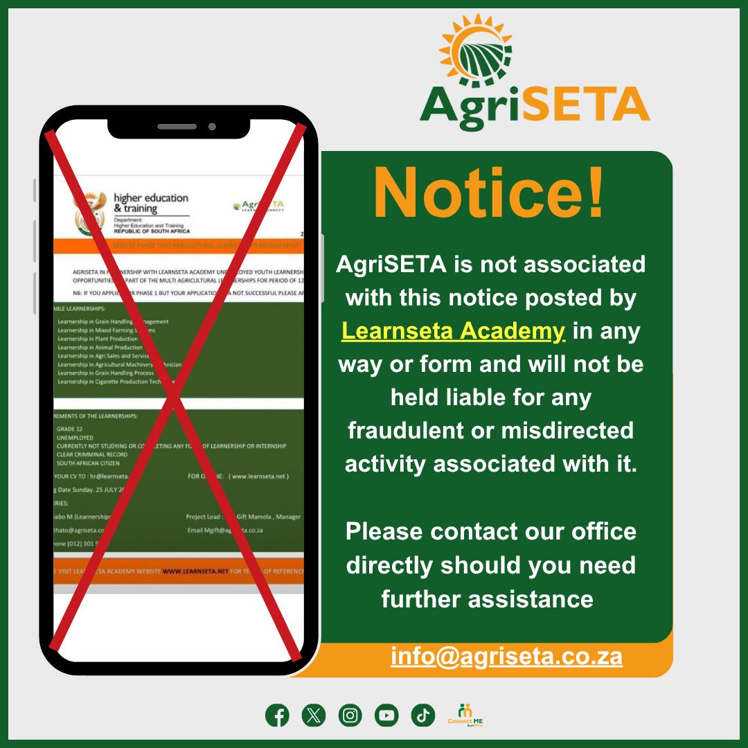 📢📢NOTICE📢📢
#AgriSETA