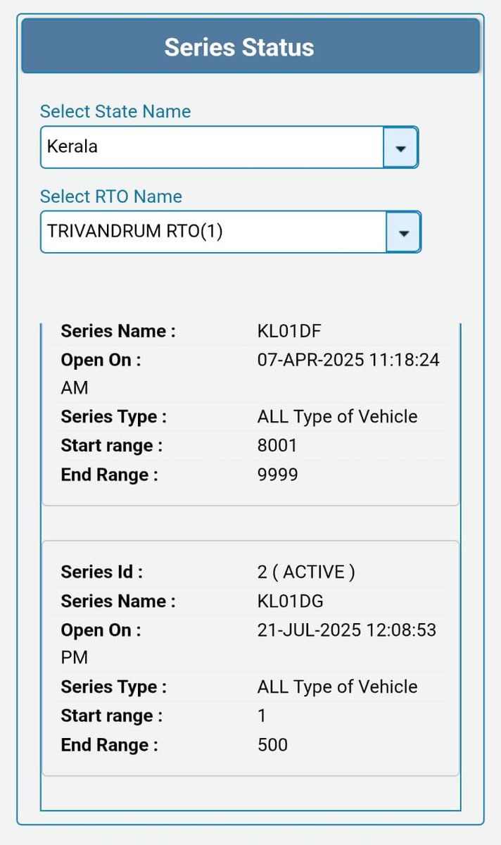 GreatKerala1's tweet image. First time in history KL01 and KL07 registration now in same series.
Trivandrum city and district registration leads in the state for past 2-3 years. kL01 cruising fast than KL07.