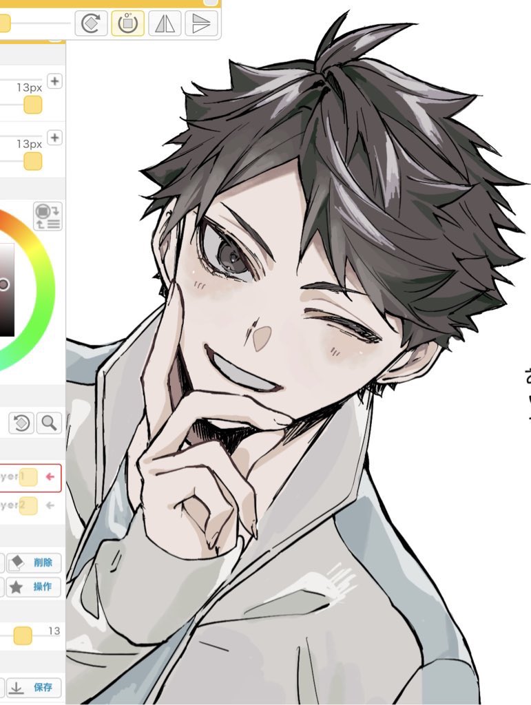 _3_surugi's tweet image. 一年ぶりの絵チャで及川徹描いた