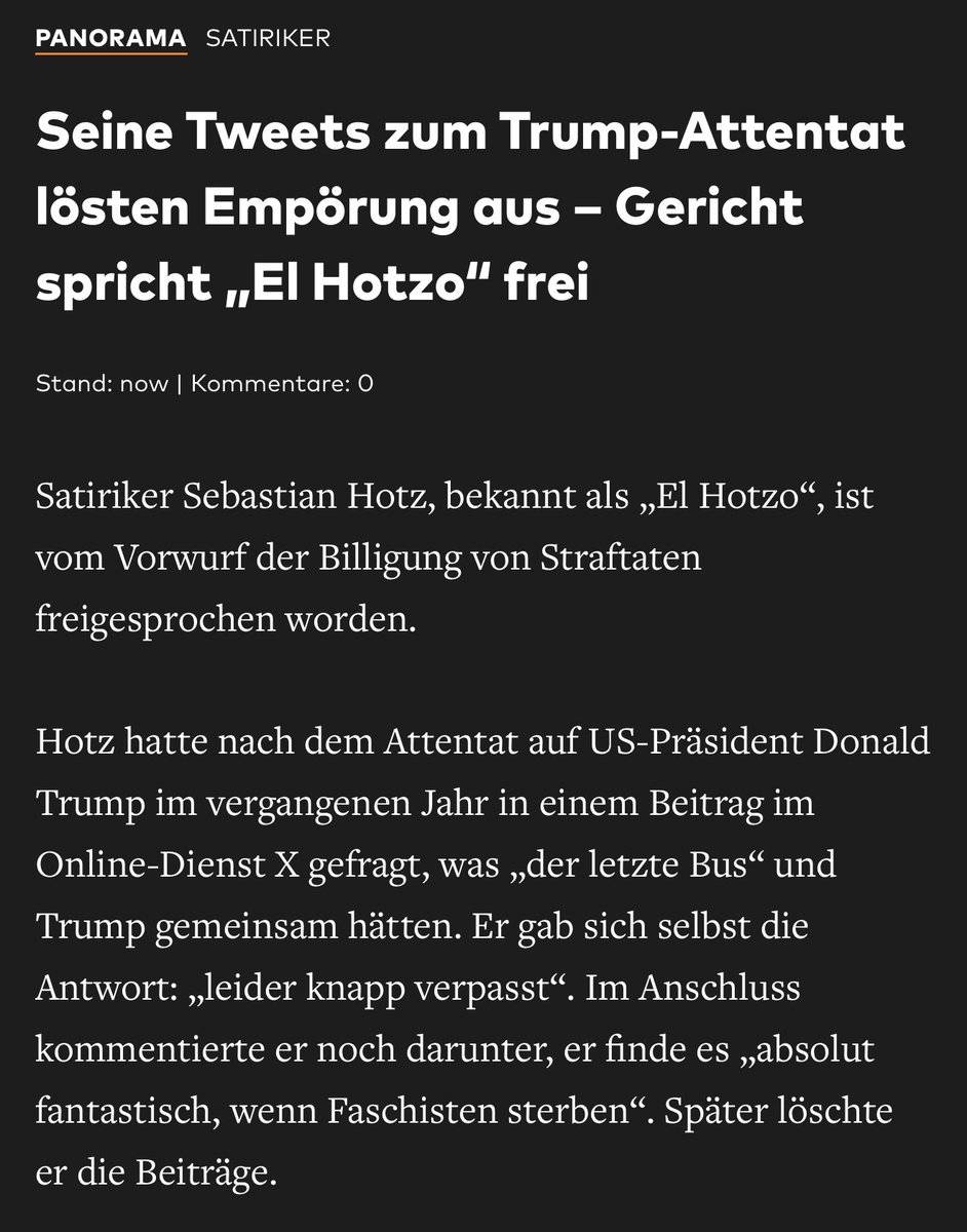 Man muss einfach linksradikal sein, um Meinungsfreiheit genießen zu dürfen. Jeder rechts der Mitte wäre dafür verurteilt worden.