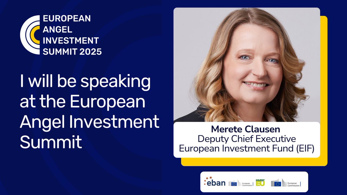 EBAN_org's tweet image. 🚀 Speaker Spotlight: Merete Clausen at #EAIS25 🇪🇺
We're proud to welcome EIF Deputy Chief Executive Merete Clausen as a keynote speaker at the European Angel Investment Summit, 28–29 October in Brussels!
🎟️ Join us: europeanangelsummit.com