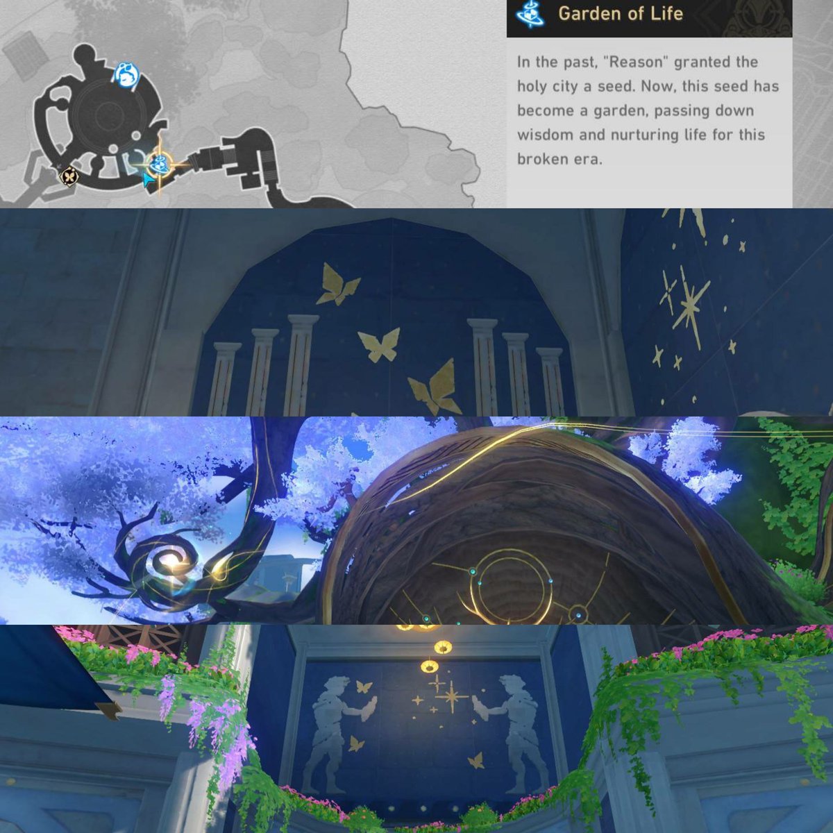 aglnxs's tweet image. of course, the place where anaxa and aglaea first met in game was the garden created by seed cerces granted for okhema, with cerces and mnestia elements all over the place