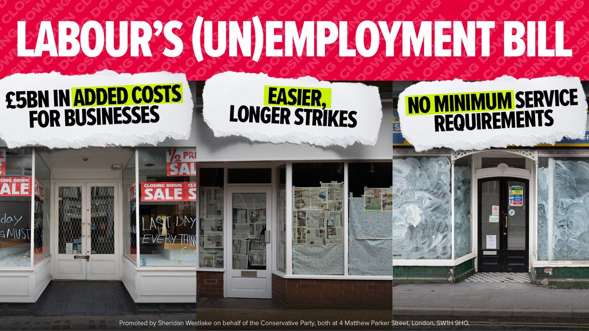 Under Labour, 800 businesses close every day.

Once their (un)employment Rights Bill passes, just imagine what that number will be.

Britain can’t afford Labour.