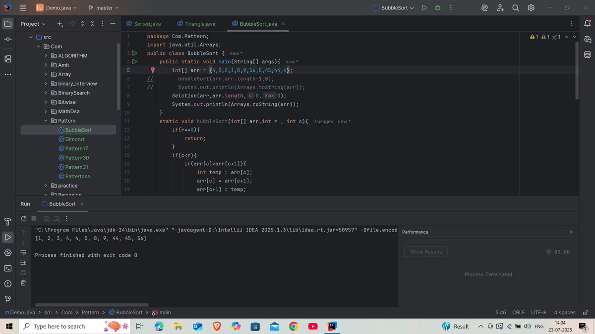 Amiitraiii's tweet image. Day 26 of learning Java with @kunalstwt
Today I tackled recursion with Sorting, mind-bending but super powerful! Every day, one step closer to mastering DSA. #100DaysOfCode #JavaWithKunal #Recursion #DSA #CodingJourney #DevLog #Day26