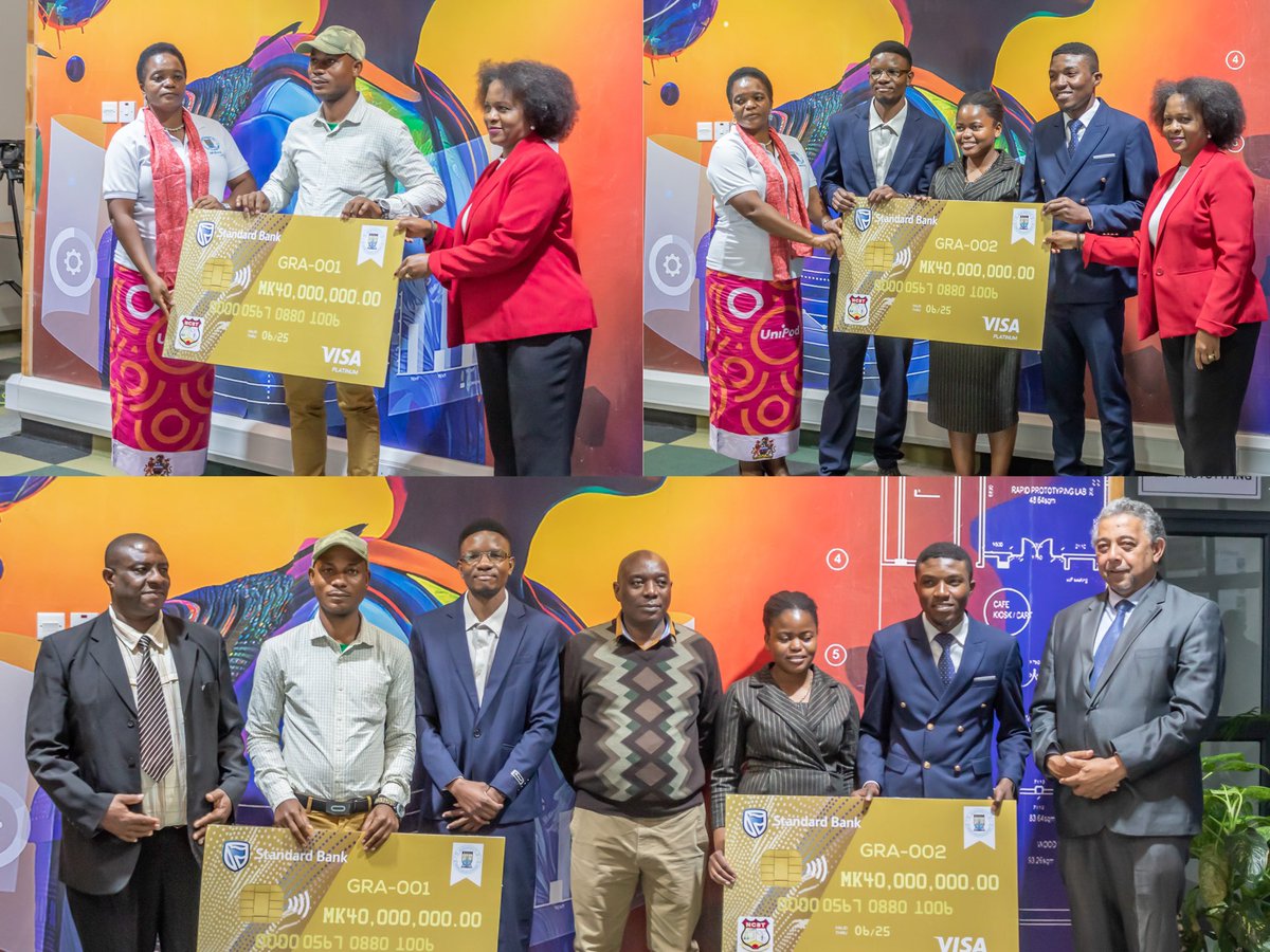 Big win for innovation in Malawi!
2 young innovators received~$23K each to scale up renewable energy solutions 
Alex Chipeta: Solar rope &amp; washer pump for irrigation.
Innocent Phakhalekhale: Solar food preserver
Grants awarded by <a href="/mubasmw/">MUBAS</a> &amp; NCST after the @UniPodMalawi Hackathon