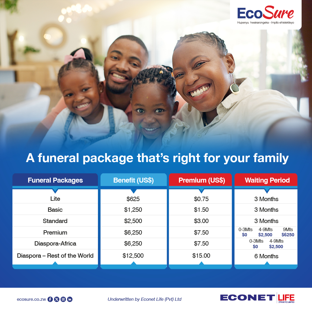 Whether you're covering just yourself or your entire family, EcoSure has a funeral package that suits you. Affordable, reliable, and built with your peace of mind in mind.​ Dial *900# today!