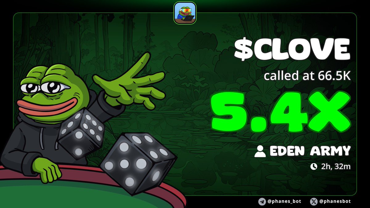 $clove called right here in the Public Chat 

5.4X so far 

t.me/edenarmy