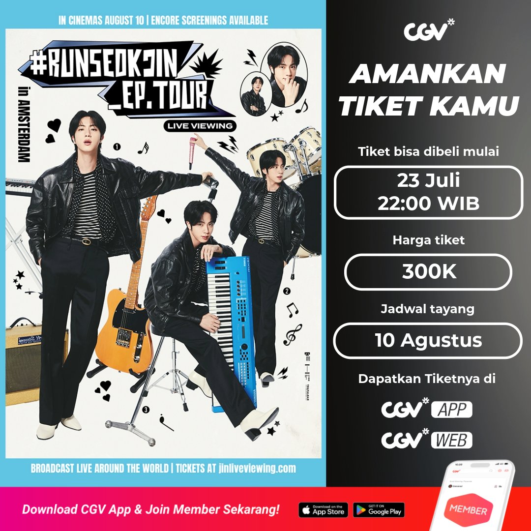 CGV_ID's tweet image. ARMY!! Jangan lupa amankan tiketnya dulu! #RUNSEOKJIN_EP.TOUR in AMSTERDAM: LIVE VIEWING akan tayang di CGV!
🗓️ Tayang di 10 Agustus 2025 pukul 13:00 WIB
🎟️Tiket mulai dijual pada 23 Juli pukul 22:00 WIB
Harga tiket IDR 300K
📍Lokasi tayang:
Grand Indonesia
Central Park
23…