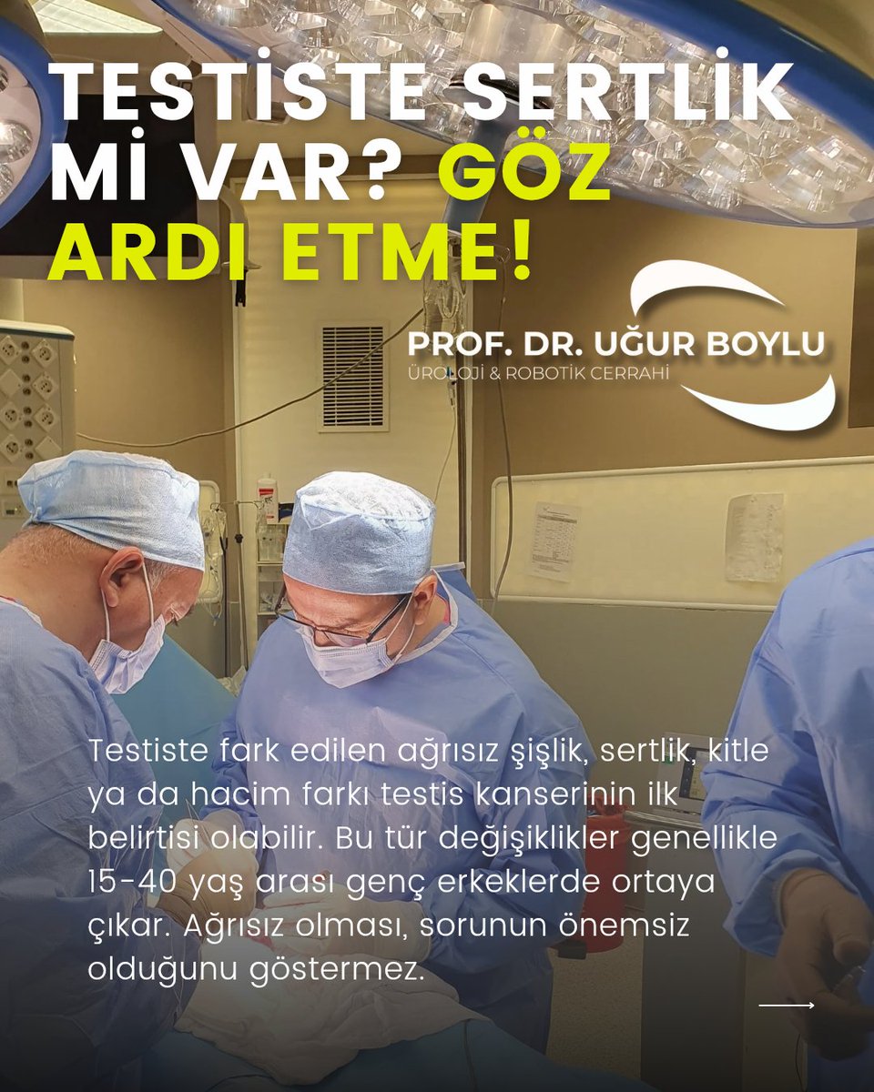 #Testiskanseri, özellikle 15-40 yaş arası erkeklerde sık görülür. En yaygın belirtisi testiste ağrısız bir kitledir. Erken tanı tedavi başarısını artırır. Ayda bir yapılan #testis muayenesi, erken teşhis için kritik öneme sahiptir. #orşiektomi
