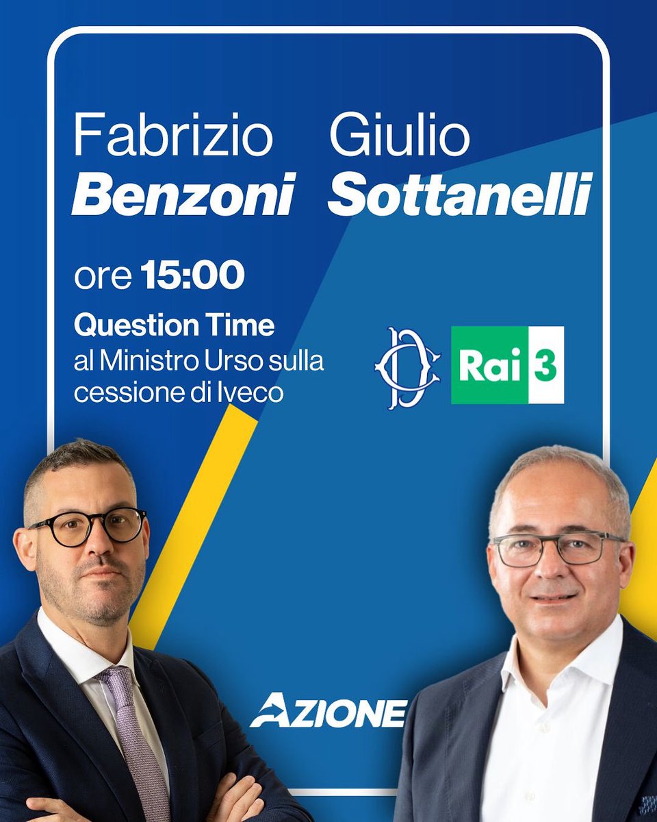 fabriziobenzoni's tweet image. Recenti indiscrezioni non smentite sulla possibile cessione del Gruppo #Iveco alla società indiana Tata Motors ci allarmano sul futuro degli stabilimenti e dei laboratori di Brescia, Suzzara, Atessa, Torino e Bolzano.
Alle 15.00 interrogheremo in merito il Ministro Urso.…
