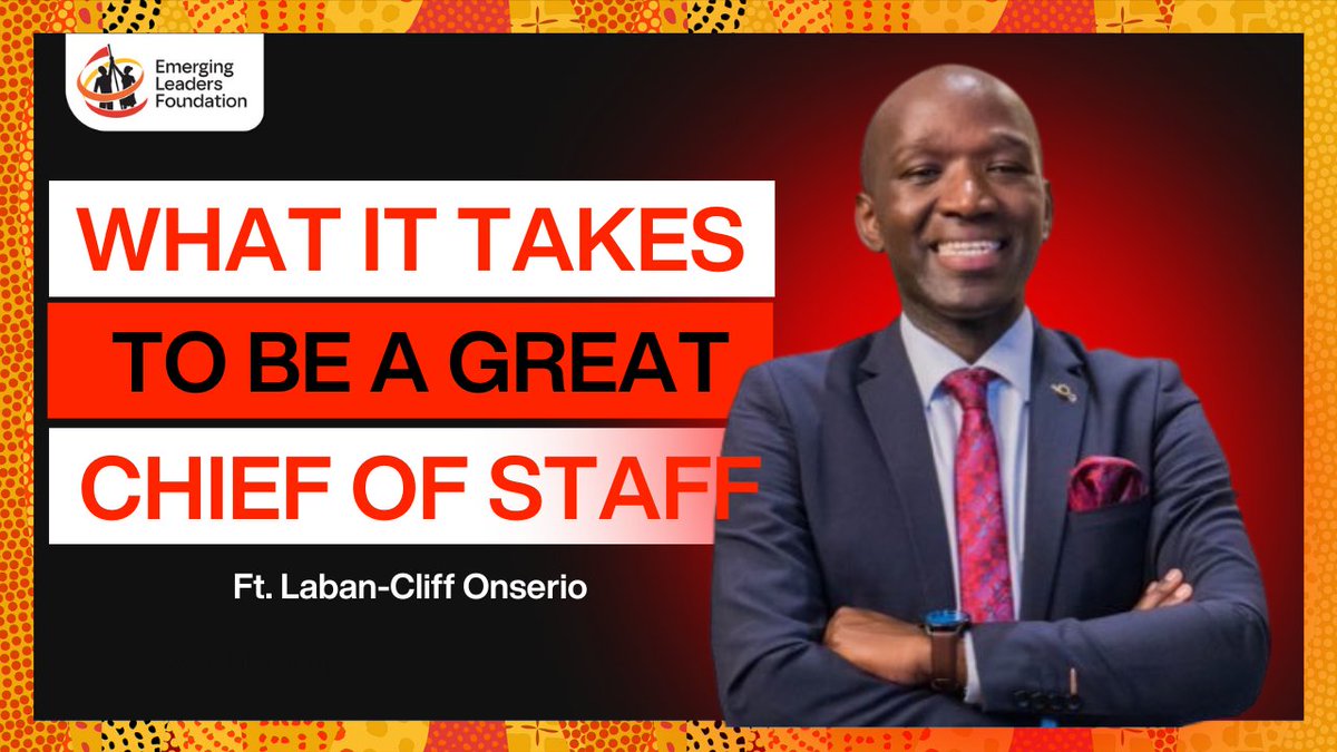Emerging Leaders Foundation-Africa (@elfafrica1) on Twitter photo What exactly does a Chief of Staff do? From technical advisors to special assistants, the title may vary; but the influence is undeniable. What skills, mindset, and strategy does it take to excel in this pivotal role?
Join us for a candid tête-à-tête with <a href="/LabanCliff/">Laban-Cliff, MBA, CSA</a> , Africa What exactly does a Chief of Staff do? From technical advisors to special assistants, the title may vary; but the influence is undeniable. What skills, mindset, and strategy does it take to excel in this pivotal role?
Join us for a candid tête-à-tête with <a href="/LabanCliff/">Laban-Cliff, MBA, CSA</a> , Africa