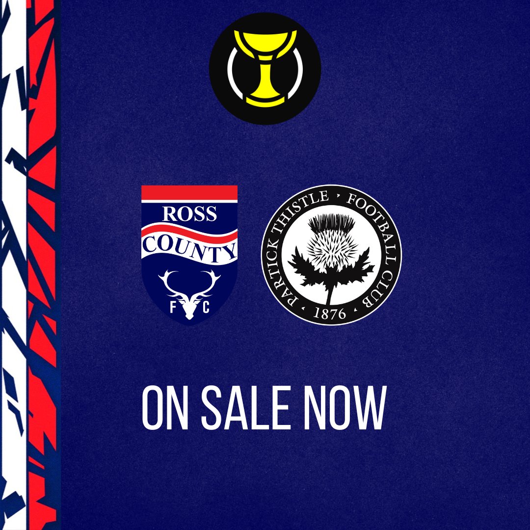 RossCounty's tweet image. 🎟️ Tickets are now on sale for our final Premier Sports Cup Group Stage fixture against Partick Thistle!
Secure yours now 👉 shorturl.at/S5pO8