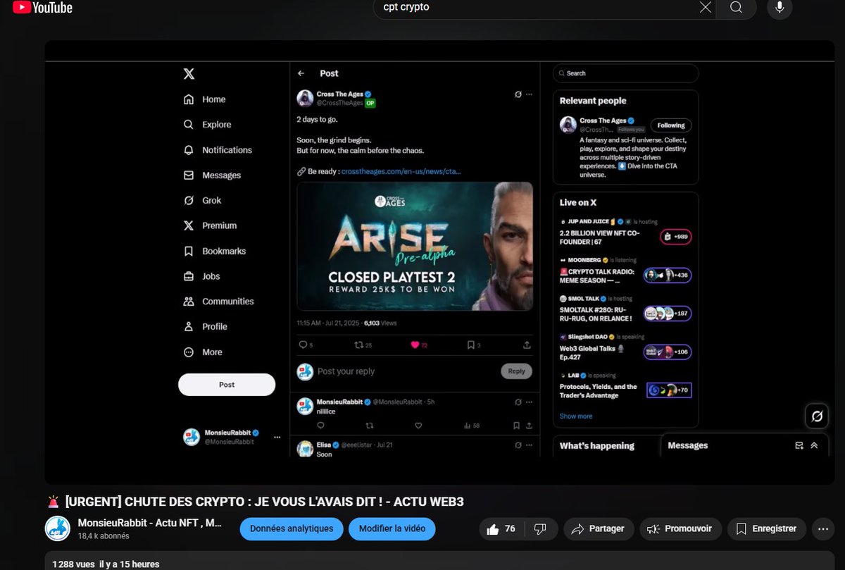 🚨ALPHA &amp; #GIVEAWAY 

In my yesterday's Youtube video, I talked about <a href="/CrossTheAges/">Cross The Ages</a>  Arise's Closed Playtest 2 in partnership with <a href="/Moca_Network/">Mocaverse</a> ! 🥳
($12,500 to win for Moca leaderboard)

You were very interested, so the team gave out access codes ! 🐰

To participate :

-Add to