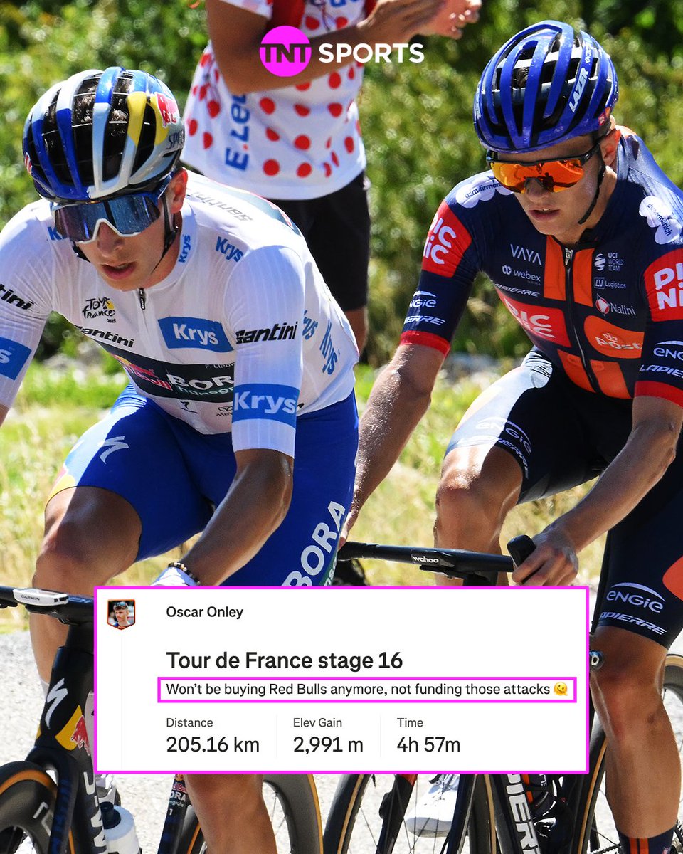 cyclingontnt's tweet image. Oscar Onley says he won't be buying Red Bulls anymore π
