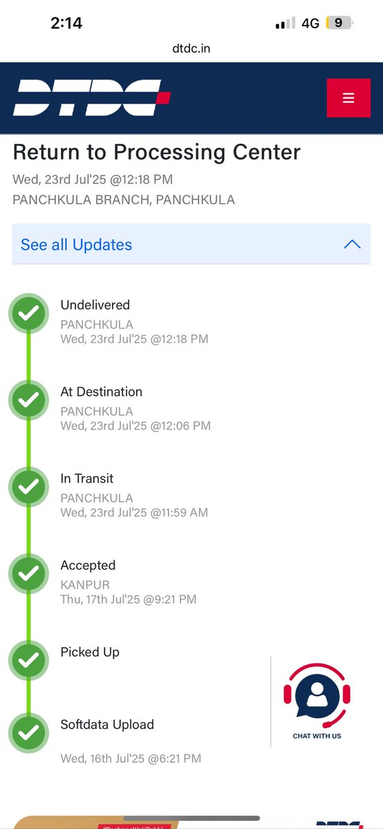 shriyansh2's tweet photo. @DTDCIndia without calling your dilivery guys are updating status #pathetic
From yesterday i have connected 3 times to help line still nothing is happening 

Consignment number: U37102469 https://t.co/xXQiVmRhKk