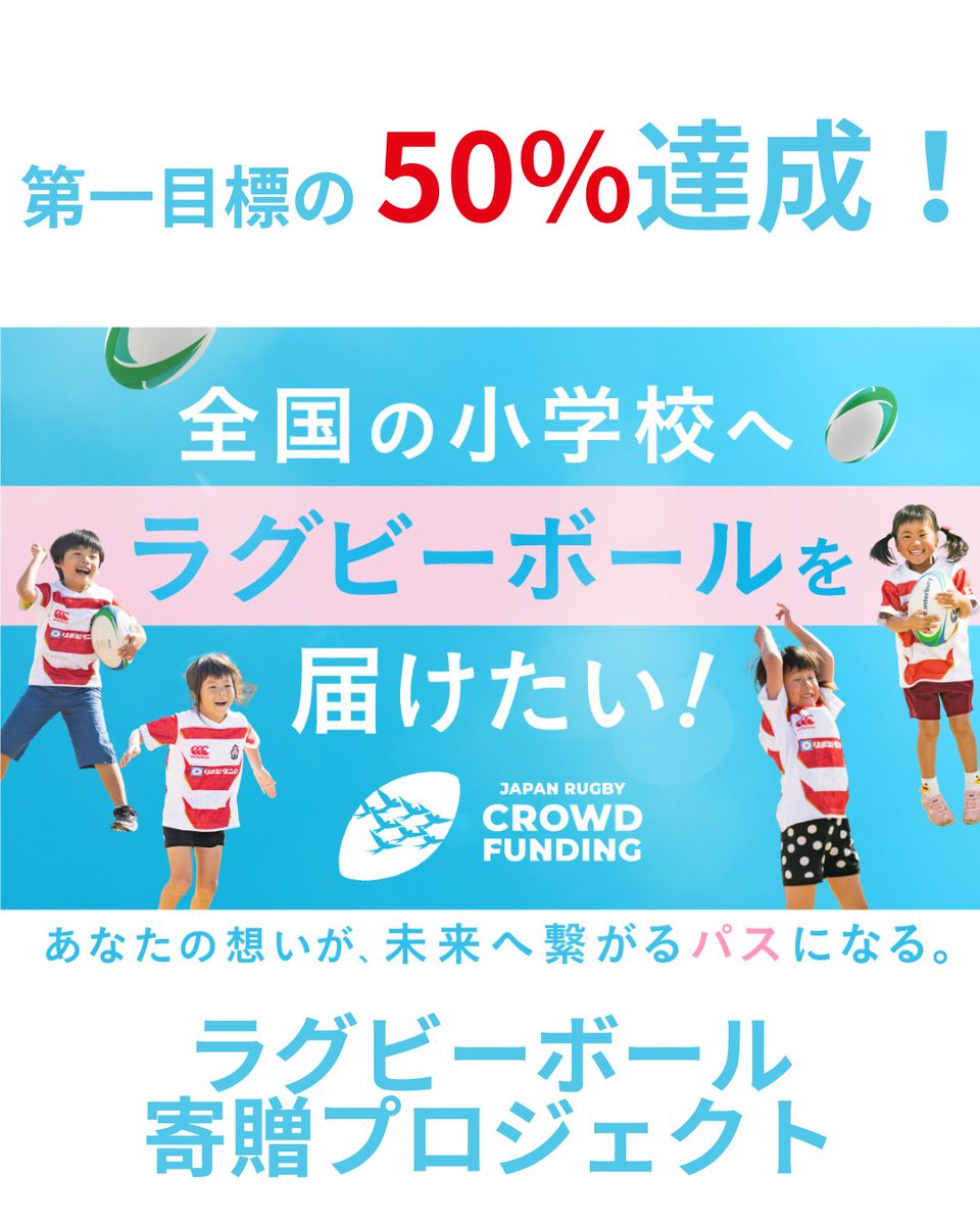 JapanRugbyMinna's tweet image. #ジャパンラグビークラウドファンディング
第一目標の50%達成🙌
ラグビーボール寄贈プロジェクトへのご支援ありがとうございます!
第一目標の300万円に向けて引き続きご支援をお願いします。
共に日本ラグビーの未来にパスを繋ぎましょう🏉😊
ご参加はこちら💁
camp-fire.jp/projects/85290…