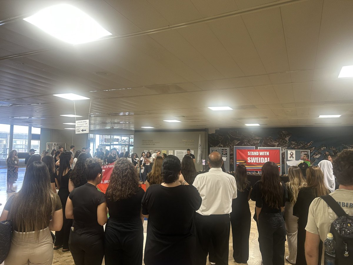 RajaaHaya's tweet image. Now, at Haifa University..,#Druze students with other students are gathering together in support of our #druze brothers and sisters #suweyda!
Help the #druze
#Raise_your_voice and donโt keep silent!