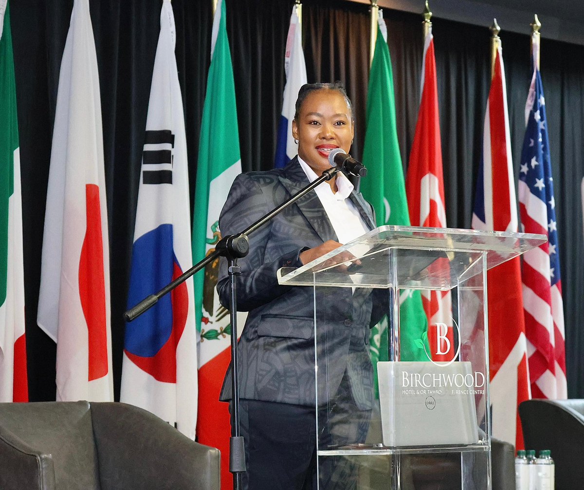 DSBD_SA's tweet image. Opening the first ever Global SME Ministerial Meeting, Minister for Small Business Development, Stella Tembisa Ndabeni outlined the objectives of the meeting which aims to enhance international cooperation and highlight the significance of MSMEs in local, national, regional, and…