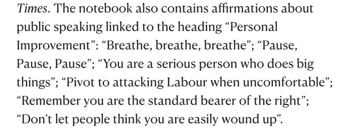 Kein Badenoch seems like EXACTLY the sort of person who ‘journals’ her ‘positive affirmations’.