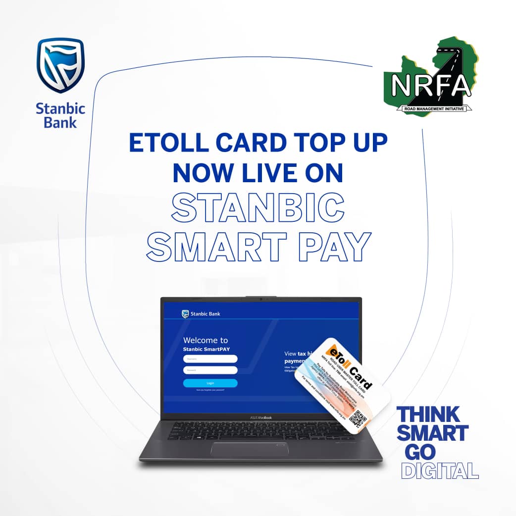 StanbicBankZM's tweet photo. Introducing seamless NRFA eToll Card top-ups with Stanbic SmartPay! Think Smart, Go Digital: https://t.co/BZhlfO3sA7 #StanbicBank #NRFA #SmartPay #ThinkSmartGoDigital https://t.co/1Vz8s9yxFV