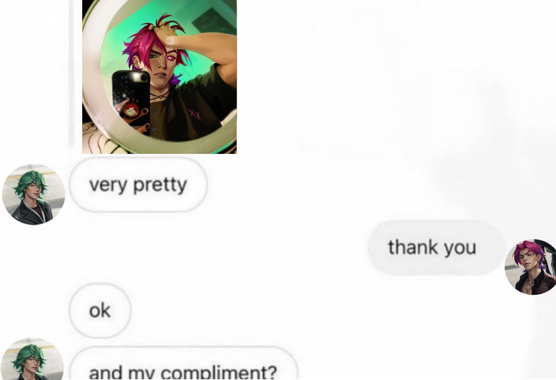 mirror selfie rights revoked until he learns how to flirt back properly
#Kaynez / #Ezkayn / #shadowblink
