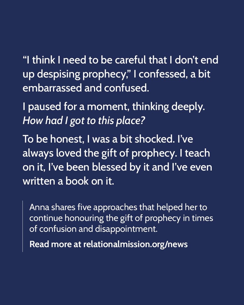 “'I think I need to be careful that I don’t end up despising prophecy,' I confessed, a bit embarrassed and confused. I paused for a moment, thinking deeply. How had I got to this place?"

🔗 relationalmission.org/news/2025/7/21…